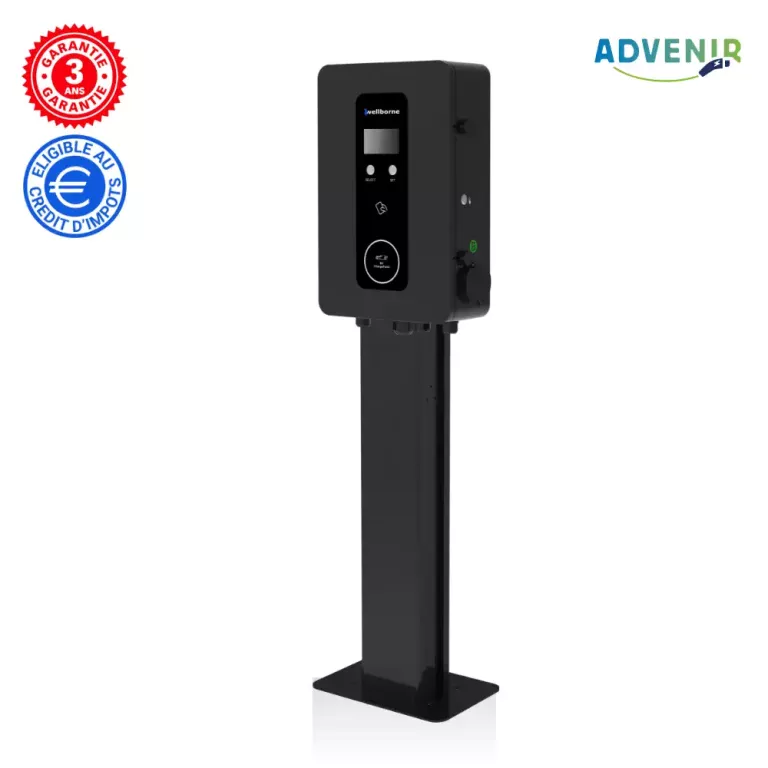 Borne de recharge électrique noire sur pied