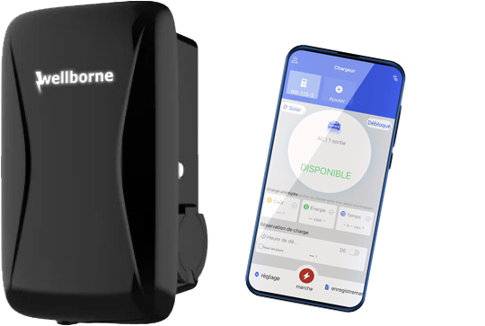 borne-simple-7kw-black_et_application Borne électrique avec délestage